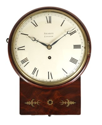 Lot 381 - SHARPE, LONDON. A SMALL REGENCY 8” CONVEX FUSEE WALL CLOCK