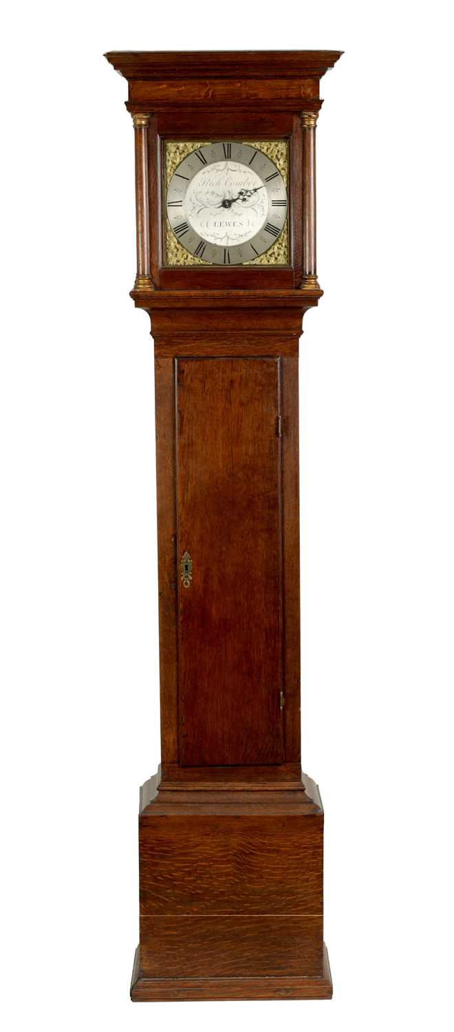 Lot 409 - RICHARD COMBER, LEWES. A GEORGE III OAK 30-HOUR LONGCASE CLOCK