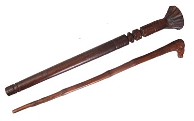 Lot 416 - AN ANTIQUE AFRICAN HARDWOOD FIGHTING CLUB with...