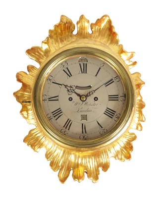 Lot 436 - WILLIAM WEBSTER, LONDON. A FINE GEORGE III DOUBLE FUSEE CARTEL WALL CLOCK