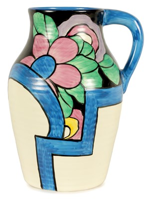 Lot 42 - A LARGE CLARICE CLIFF LATONA DAHLIA LOTUS JUG C.1930