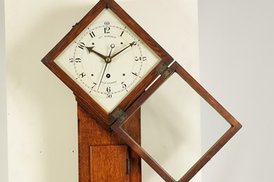 Lot 406 - GEORGE BORDER, SLEAFORD. A SMALL GEORGE III TAVERN STYLE WEIGHT DRIVEN WALL CLOCK