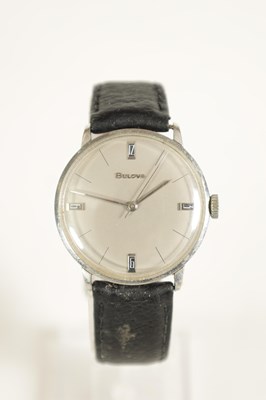 Lot 239 - A GENTLEMAN'S VINTAGE STEEL BULOVA WRIST WATCH