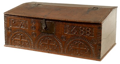 Lot 323 - A LATE 17TH CENTURY DATED WESTMORELAND OAK BIBLE BOX