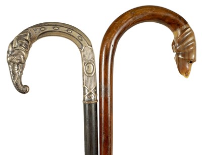 Lot 287 - A LATE 19TH CENTURY ART NOUVEAU SILVER TOPPED WALKING STICK