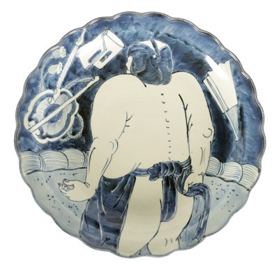 Lot 171 - A RARE 18TH/19TH CENTURY BLUE AND WHITE JAPANESE CHARGER