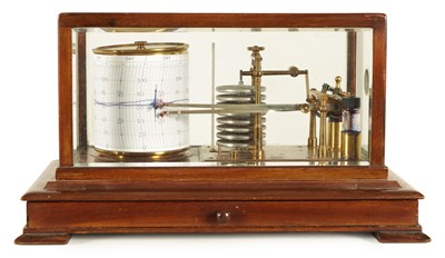 Lot 460 - AN EARLY 20TH CENTURY MAHOGANY BAROGRAPH/THERMOGRAPH