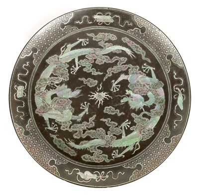 Lot 86 - EDO PERIOD (1615 - 1868) AN 18TH CENTURY RYUKYU (OKINAWA) JAPANESE MOTHER OF PEARL INLAID LACQUERWORK TRAY