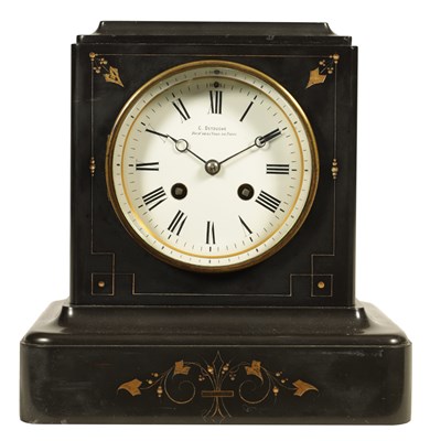 Lot 478 - A LATE 19TH CENTURY BLACK SLATE MARBLE MANTEL CLOCK