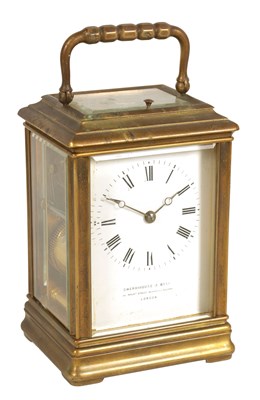 Lot 382 - A 19TH CENTURY GILT BRASS GORGE CASED REPEATING CARRIAGE CLOCK