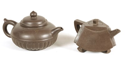 Lot 120 - TWO 19TH CENTURY CHINESE BROWN CLAY SMALL TEAPOTS