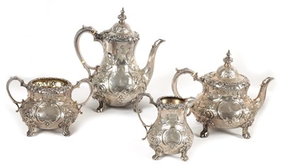 Lot 244 - A VICTORIAN FOUR PIECE SILVER TEA SERVICE