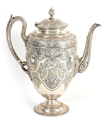 Lot 268 - A VICTORIAN LARGE SILVER COFFEE POT