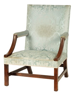 Lot 668 - A GEROGE III MAHOGANY GAINSBOROUGH CHAIR OF GENEROUS SIZE