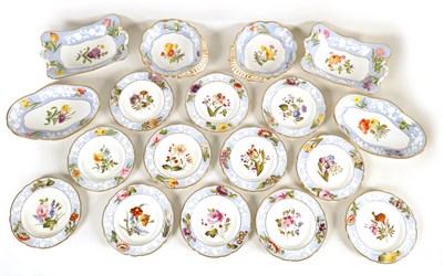 Lot 60 - A FINE EARLY 19TH CENTURY SPODE 18 PIECE BOTANICAL DESSERT SERVICE