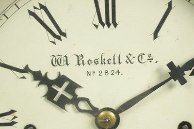 Lot 441 - W. ROSKELL, & CO. LIVERPOOL. A LATE 19TH CENTURY GOTHIC OAK TRIPLE FUSEE BRACKET CLOCK
