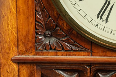 Lot 441 - W. ROSKELL, & CO. LIVERPOOL. A LATE 19TH CENTURY GOTHIC OAK TRIPLE FUSEE BRACKET CLOCK