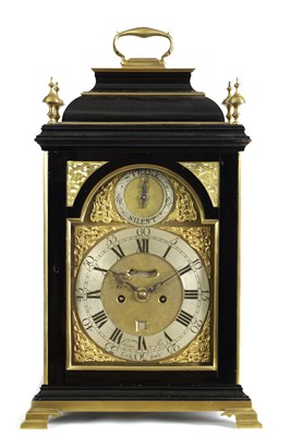 Lot 428 - CHATER & SON, LONDON. A GEORGE III EBONISED VERGE BRACKET CLOCK