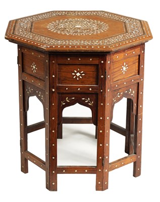 Lot 143 - A  LATE 19TH CENTURY IVORY INLAID INDIAN HOSPHIAPUR HARDWOOD TABLE