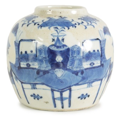 Lot 199 - A CHINESE BLUE AND WHITE PORCELAIN JAR