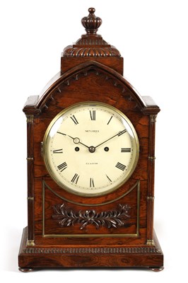 Lot 452 - MITCHELL, GLASGOW. A WILLIAM IV ROSEWOOD DOUBLE FUSEE BRACKET CLOCK