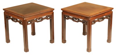 Lot 130 - A PAIR OF 19TH CENTURY CHINESE HARDWOOD JARDINIERE STANDS