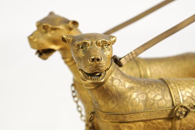 Lot 384 - A FINE AND RARE 19TH CENTURY FRENCH EMPIRE ORMOLU AND BRONZE MANTEL CLOCK FORMED AS A CHARIOT PULLED BY CHEETAHS