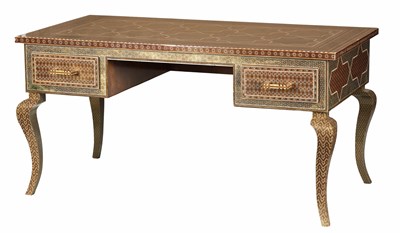 Lot 94 - AN IMPRESSIVE EARLY 20TH CENTURY MICRO MOSAIC INLAID METAL AND IVORY PERSIAN DESK