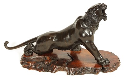 Lot 103 - A JAPANESE MEIJI PERIOD BRONZE SCULPTURE OF A TIGER