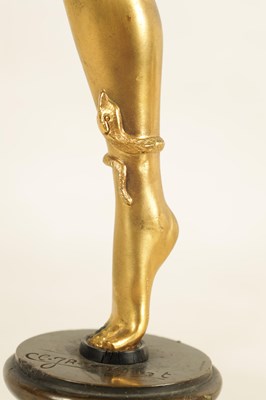 Lot 599 - CLARE JEANNE ROBERTE COLINET (1880-1950). A STYLISH ART DECO GILT BRONZE SCULPTURE DEPICTING A YOUNG DANCING GIRL