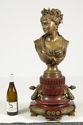 Lot 527 - LEOPOLD HARZE DATED 1878. A FINE 19TH CENTURY FRENCH BRONZE BUST OF A YOUNG LADY