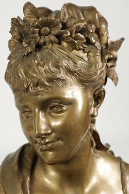 Lot 527 - LEOPOLD HARZE DATED 1878. A FINE 19TH CENTURY FRENCH BRONZE BUST OF A YOUNG LADY