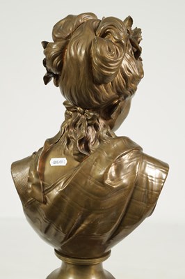 Lot 527 - LEOPOLD HARZE DATED 1878. A FINE 19TH CENTURY FRENCH BRONZE BUST OF A YOUNG LADY