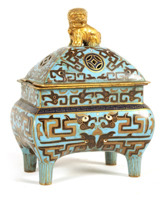 Lot 142 - AN 18TH CENTURY CHINESE CLOISONNÉ CENSER AND COVER