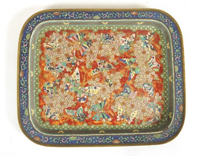 Lot 150 - AN EARLY 19TH CENTURY JAPANESE CLOISONNÉ RECTANGULAR TRAY