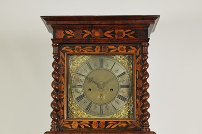 Lot 424 - THOMAS HALL, LONDINI FECIT. A WILLIAM AND MARY WALNUT AND FLORAL MARQUETRY PANELLED EIGHT-DAY LONGCASE CLOCK