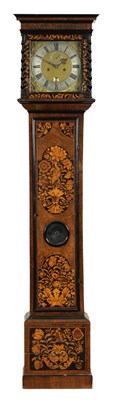 Lot 521 - WILLIAM SPEAKMAN, LONDINI FECIT. A GOOD WILLIAM AND MARY WALNUT AND FLORAL MARQUETRY PANELLED EIGHT-DAY LONGCASE CLOCK