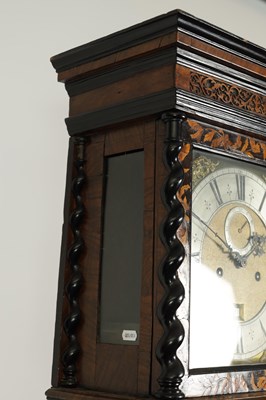 Lot 521 - WILLIAM SPEAKMAN, LONDINI FECIT. A GOOD WILLIAM AND MARY WALNUT AND FLORAL MARQUETRY PANELLED EIGHT-DAY LONGCASE CLOCK