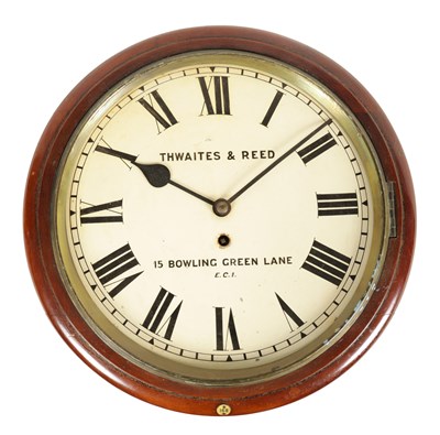 Lot 504 - THWAITES & REED, 15 BOWLING GREEN LANE, E.C.1.  A MID 19TH CENTURY MAHOGANY 12” PAINTED DIAL FUSEE WALL CLOCK