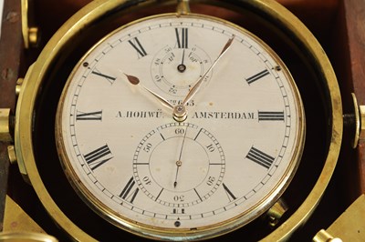 Lot 401 - A. HOHWU, AMSTERDAM. A MID 19TH CENTURY TWO-DAY MARINE CHRONOMETER