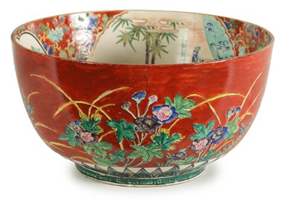 Lot 188 - A LATE 19TH CENTURY JAPANESE KUTANI WARE OVERSIZED DEEP BOWL