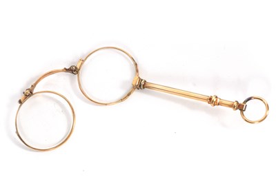 Lot 219 - A CASED PAIR OF EARLY 19TH CENTURY GOLD METAL FOLDING LORGNETTES