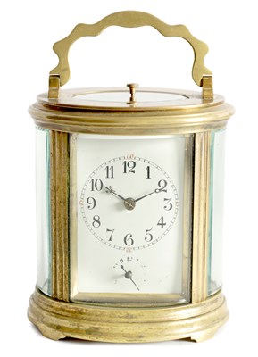 Lot A LATE 19TH CENTURY FRENCH OVAL GRAND SONNERIE REPEATING CARRIAGE CLOCK