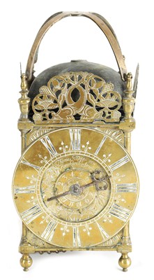 Lot 493 - THOMAS WISE, IN FENCHURCH STREET (LONDON). A LATE 17TH CENTURY BRASS LANTERN CLOCK