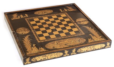 Lot 166 - A LATE 19TH CENTURY CHINESE LACQUER WORK GAMES BOX