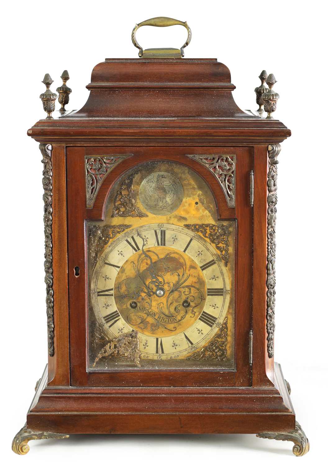 Lot 766 - SIMPSON WIGTON LONDON. A 19TH CENTURY MAHOGANY BELL TOP BRACKET CLOCK