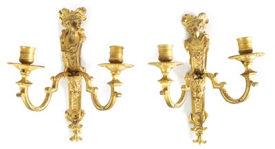 Lot 531 - A PAIR OF 19TH CENTURY FRENCH EMPIRE STYLE ORMOLU WALL SCONCES