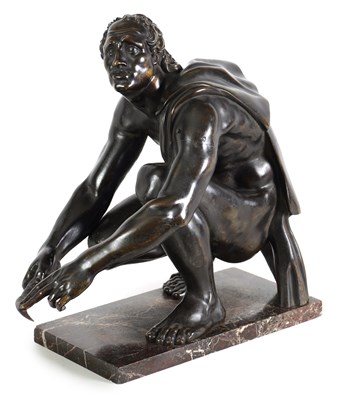 Lot 607 - A 19TH CENTURY ITALIAN BRONZE SCULPTURE OF ANNOTINO