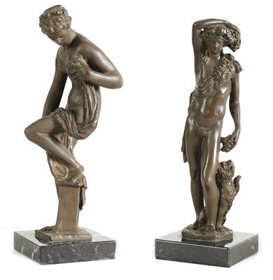 Lot 585 - TWO BRONZE FIGURAL SCULPTURES AFTER THE ANTIQUE