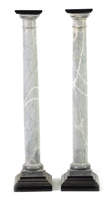 Lot 617 - A PAIR OF 19TH CENTURY GREY MARBLE PEDESTALS